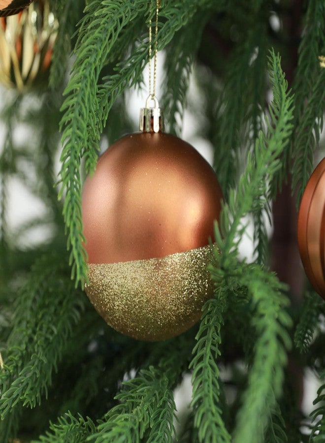 HipTree Christmas Tree Ornaments Decorations Set-12ct 3.14 Inch Copper Gold Velvet Ornaments for Christmas Tree Shatterproof Hanging Ball Ornament Bulk,Xmas Tree Tabletop Decorations for Holiday Decor - Image 5